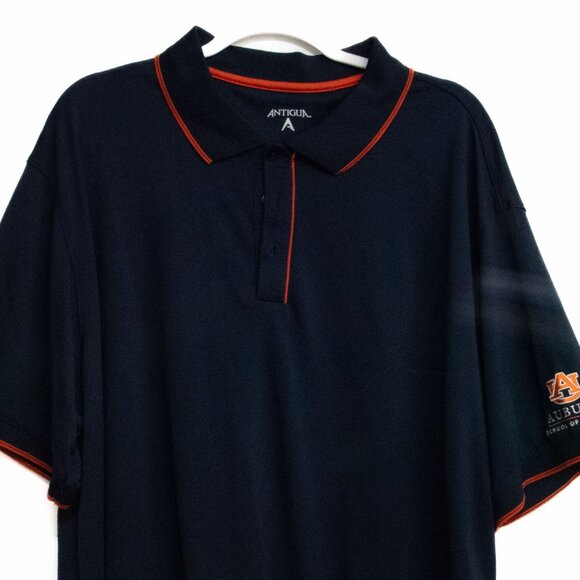 Antigua Mens Navy Polo Shirt With Red Trim & Auburn University Logo - Picture 4 of 8